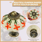 Ivory & Orange Pumpkin Knobs 12 Pack Ceramic Cabinet Knobs Vintage Drawer Pulls - Image 2