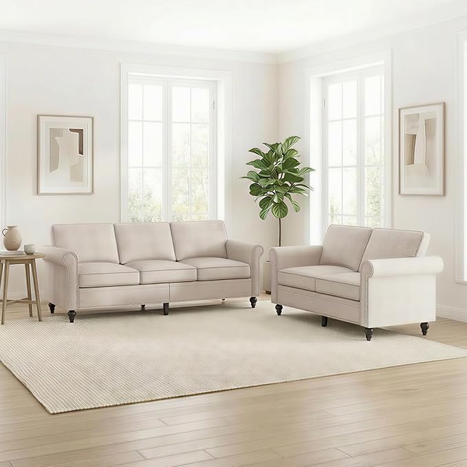 Living Room Sofa Sets 2 Piece, Modern 3 Seater Sofa and Loveseat Couch Sets - Image 7