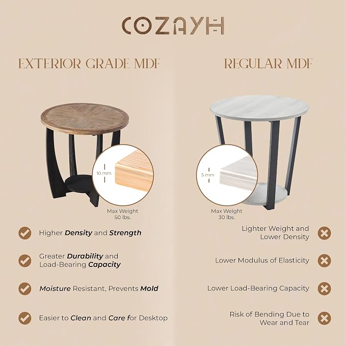 COZAYH Rustic Farmhouse End Table - Image 5