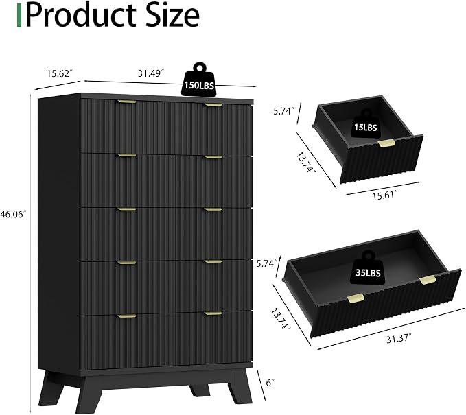 Xixini Fluted Dresser for Bedroom - Image 2