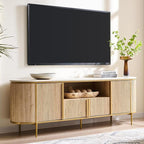 OKD 70" Fluted TV Stand with Storage, Faux Marble Top Entertainment Center - Image 2