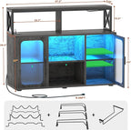 Aheaplus Bar Cabinet with Power Outlets, Liquor Cabinet with Led Lights and - Image 2