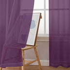Plum Sheer Curtains, Sheer Curtains 84 Inches Long 2 Panels Set, Rod Pocket - Image 3
