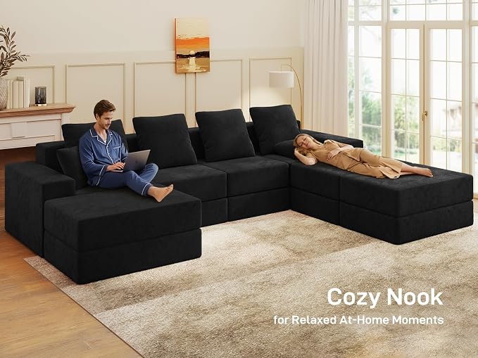 Living&Giving 128" U-Shaped Cloud Sectional Couch - Image 8