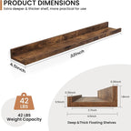 Fun Memories Picture Ledge Shelves Set of 2, 32 Inch Rustic Wall Mounted - Image 3