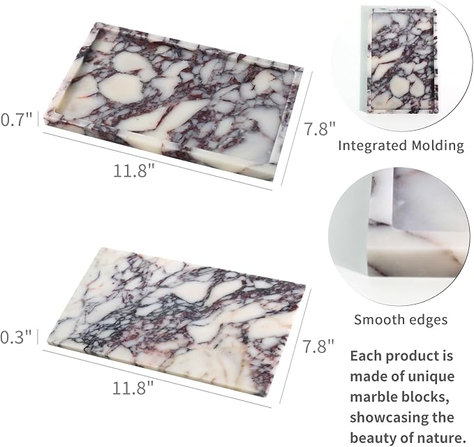 Real Luxurious Natural Marble Vanity Tray Genuine Marble Storage Tray - Image 2