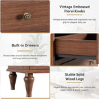 Brown Dresser for Bedroom with 5 Drawers, Vintage Tall Dresser with Smooth - Image 4