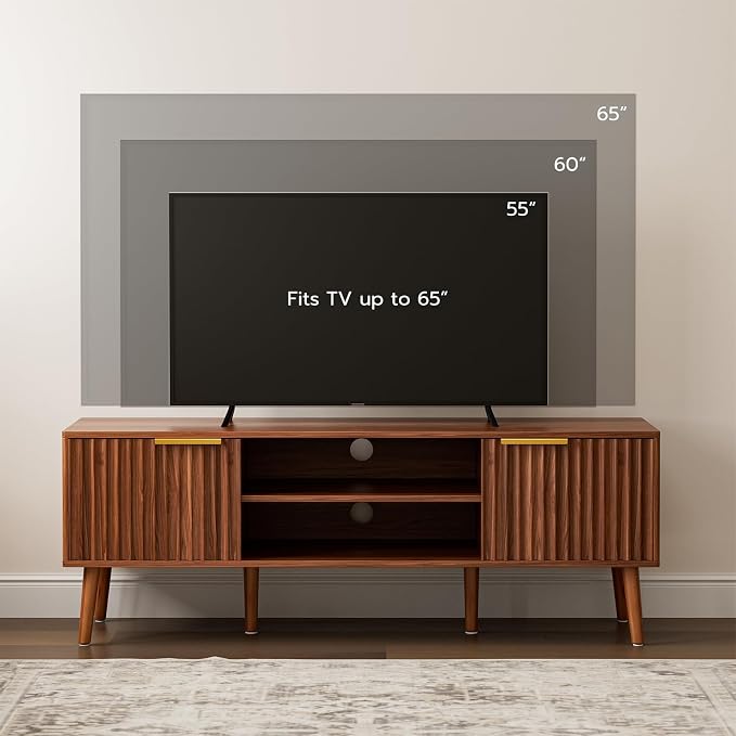 LCRBOL TV Stand for Living Room, Mid Century Modern Entertainment Center for - Image 3