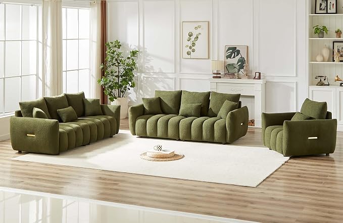 Antetek Teddy Sofa Set for Living Room, Modern Deep Seat Sofa Chair and - Image 9