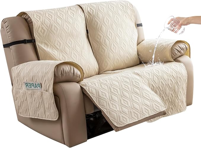 Genina Waterproof Loveseat Recliner Cover Non-Slip, Sofa Cover by Genina