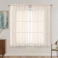 Cream Sheer Curtains 63 Inches Long 2 Panels Set, Light Filtering Sheer Curtains by OVZME