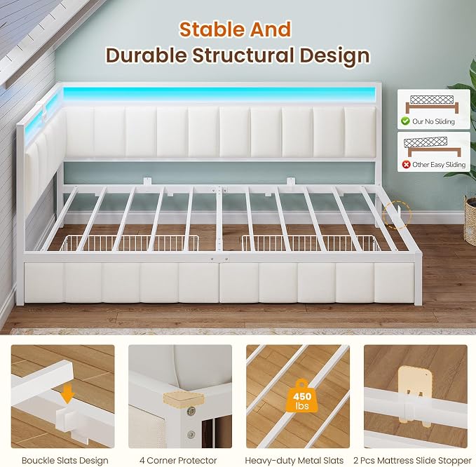DICTAC Corner Twin XL Bed Frame - Image 8