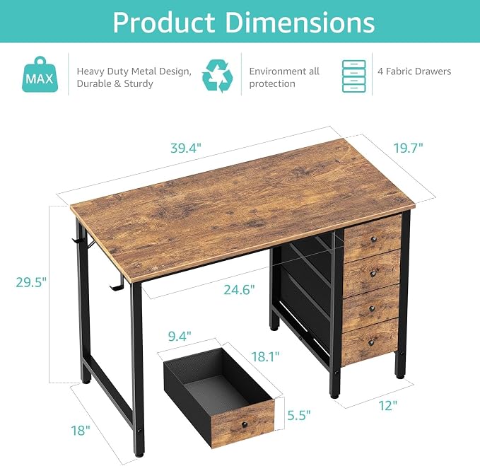 Lufeiya 40 inch Computer Desk - Image 3