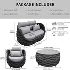 TWT Patio Furniture Sofa Set 4 Pieces Aluminum Outdoor Furniture w/27.8in - Image 2