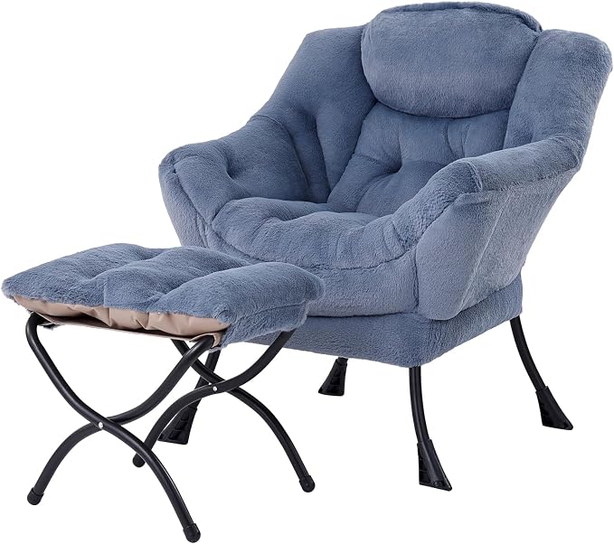 Welnow Lazy Chair with Ottoman, Modern Accent Chair with Armrests and a Side by LifeGetsBetterWithWelnow
