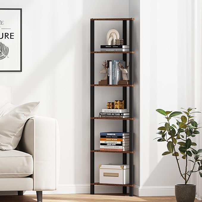 TUTOTAK Corner Shelf, 6-Tier Corner Bookshelf - Image 6