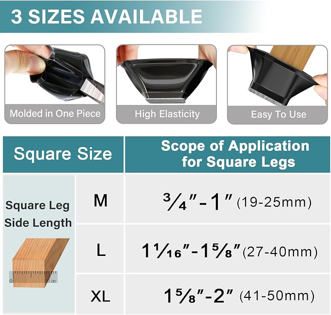 24 Pcs Chair Leg Floor Protectors Square - Image 5
