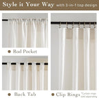 RYB HOME Extra Long Linen Curtains - Image 2
