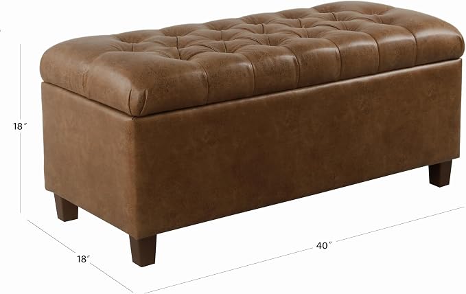 Homepop Home Decor | Button Tufted Storage Bench | Ottoman Bench - Image 3