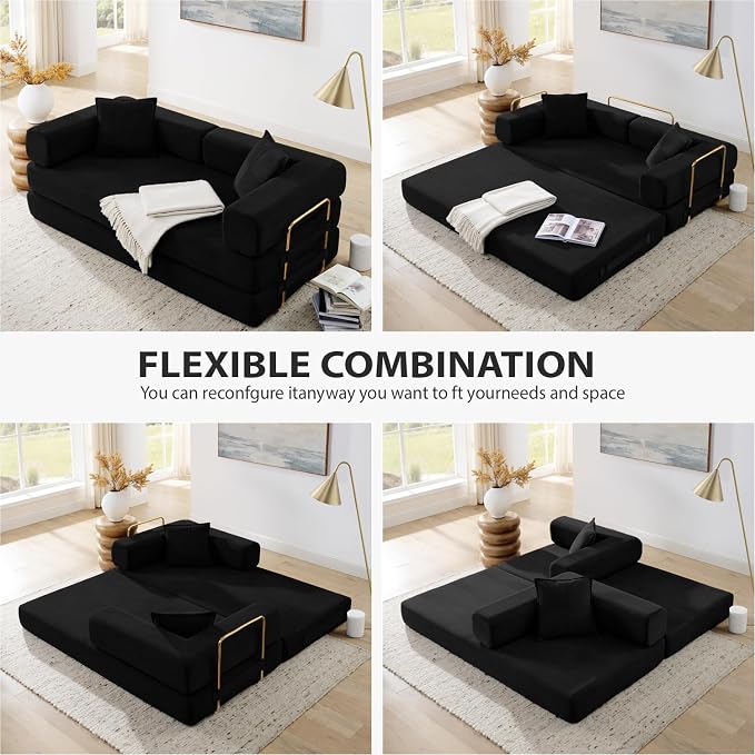 HANXIN 78 Inch Convertible Sleeper Sofa Bed, Folding Floor Mattress Couch - Image 5