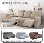 ULTICOR Velvet 8-Pieces Recliner Sofa Covers Stretch Reclining Couch Covers - Image 2