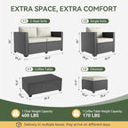 Aoxun 7 Piece Outdoor Patio Furniture Set 6 Seats, Outdoor Sectional - Image 2
