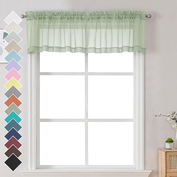 Chyhomenyc Light Green Sheer Valances by Chyhomenyc