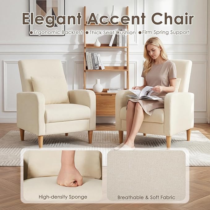 COLAMY Mid-Century Modern Upholstered Accent Chair - Image 5