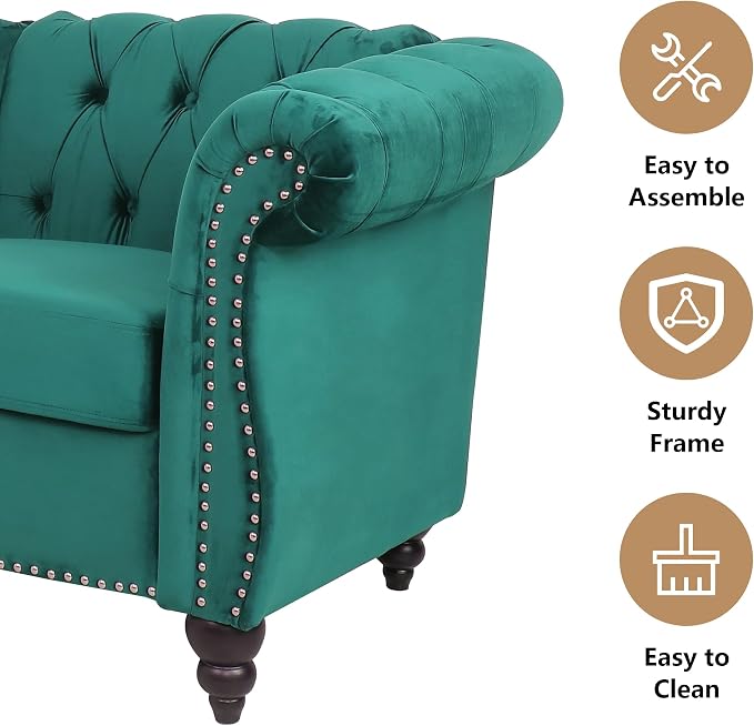 QHITTY 3 Piece Living Room Set, Sectional Chesterfield Sofa Chair Contemporary - Image 5