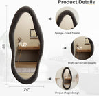 Honyee 55" x 24" Wavy Mirror, Flannel Wrapped Wooden Frame, Irregular Hanging - Image 4