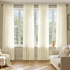 MIULEE Light Cream Sheer Curtains 72 Inches Long 4 Panels 42 x 72 Inches | by MIULEE