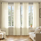 MIULEE Light Cream Sheer Curtains 90 Inches Long 4 Panels 42 x 90 Inches | by MIULEE