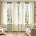 MIULEE Light Cream Sheer Curtains 102 Inches Long 4 Panels 42 x 102 Inches | by MIULEE