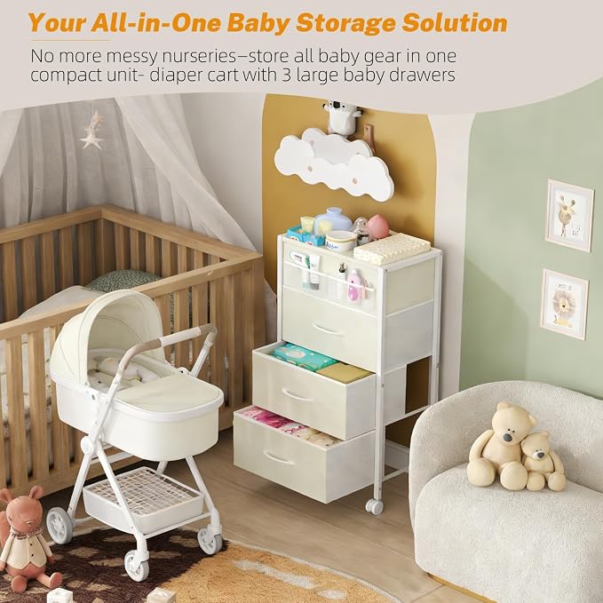 4-Tier Baby Diaper Caddy Organizer Cart - Image 7