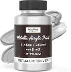 Nicpro Metallic Silver Acrylic Paint, 8.45oz/250ml Silver Leaf Paint, Non Toxic by Nicpro