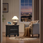 SAVOR LIFE Farmhouse Nightstand Set of 2, Rustic Low Nightstands - Image 3