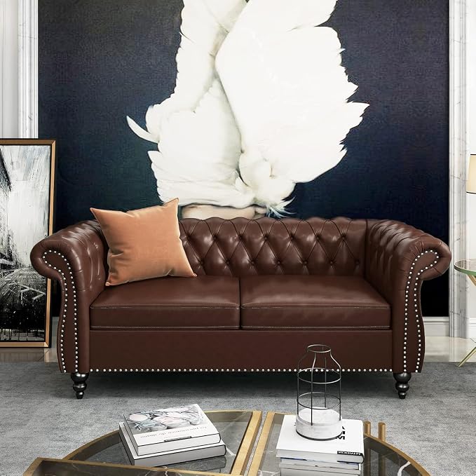 AVZEAR Chesterfield Loveseat Sofa, Upholstered Sofa Modern 2 Seater Couch Sofa - Image 6