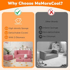 MeMoreCool Pink Corduroy Kids Play Couch, Modular Toddler Couch - Image 7