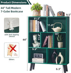 LEYAOYAO Cube Bookshelf 3 Tier Mid-Century Dark Green Modern Bookcase - Image 2