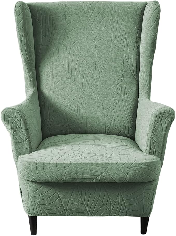 KRFOONN Stretch Wing Chair Slipcovers Jacquard 2 Piece Wingback Chair Covers by KRFOONN