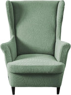 KRFOONN Stretch Wing Chair Slipcovers Jacquard 2 Piece Wingback Chair Covers by KRFOONN