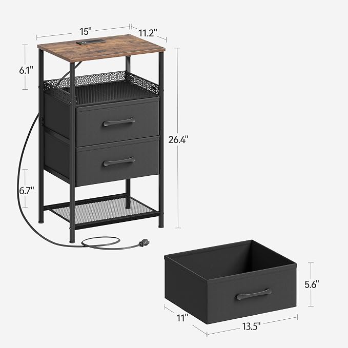 JARHETUN Nightstand Set of 2, Night Stands - Image 3
