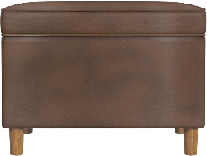 HomePop - Dinah 24" Storage Ottoman- Brown Faux Leather by HomePop