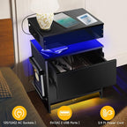 Nightstand with Induction Light & Side Charging Station, Modern Bedside Table - Image 3