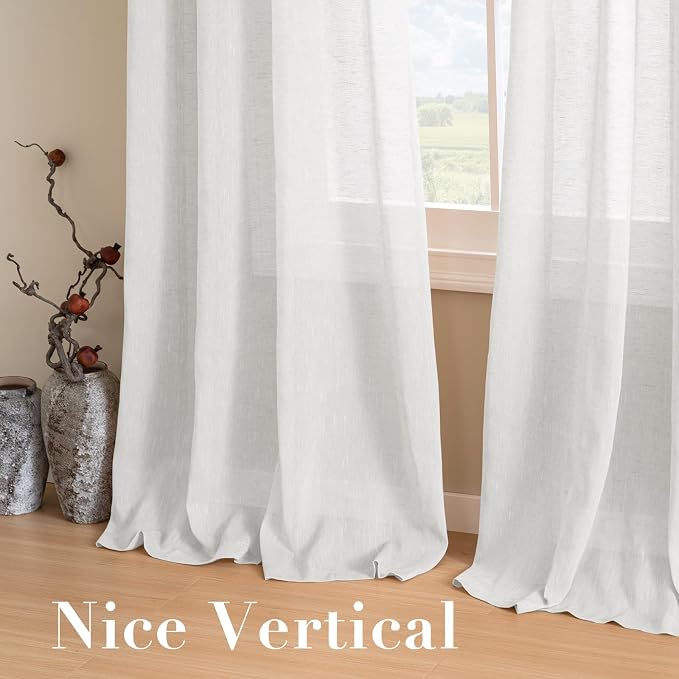 H.VERSAILTEX Natural Linen Semi Sheer Curtains Soft Semi Sheer Curtain Panels - Image 7