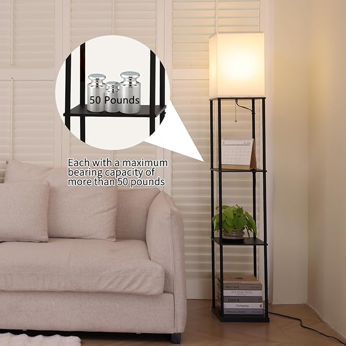 Gupuzm Floor Lamp with Shelves, Modern Square Standing Lamp with 3 Color - Image 3