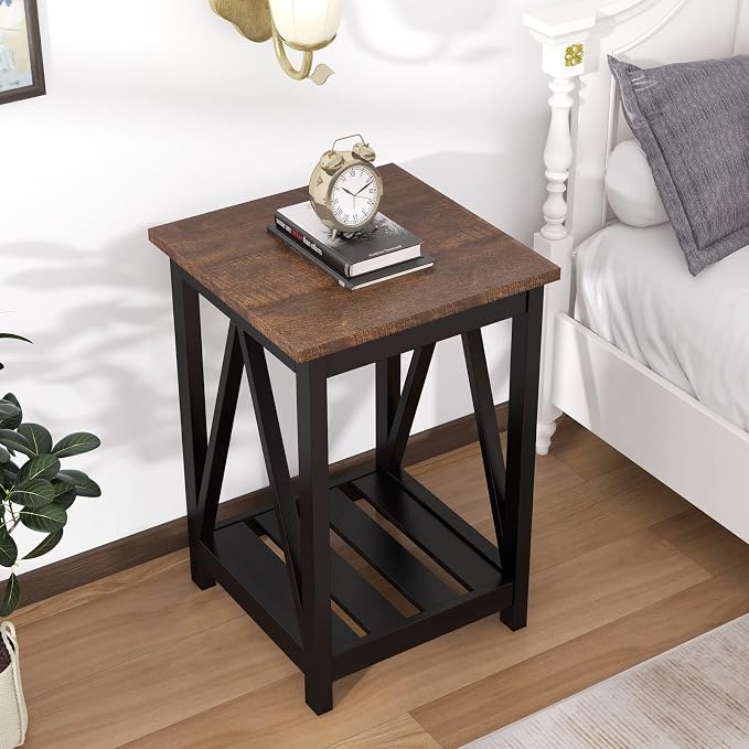 ChooChoo Farmhouse End Table, Rustic Vintage End Side Table - Image 3