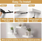 Fixwal 8inch Floating Shelves for Wall, Small White Shelves Wall Mounted Shelf - Image 3