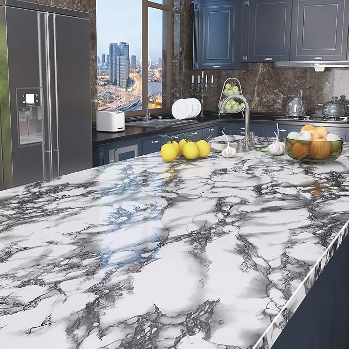 Livelynine 197x24 Inch Marble Contact Paper Peel and Stick Countertops - Image 2