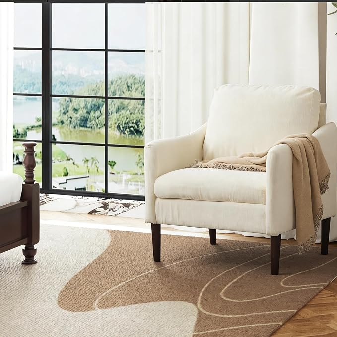 Mid Century Modern Accent Chair, Chenille Fabric Armchair - Image 6